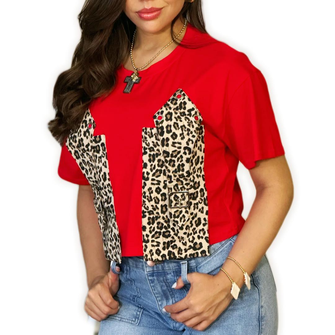 Franela Roja Animal Print - LP32052